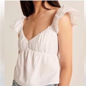 Abercrombie & Fitch White Ruffle Sleeve Babydoll top